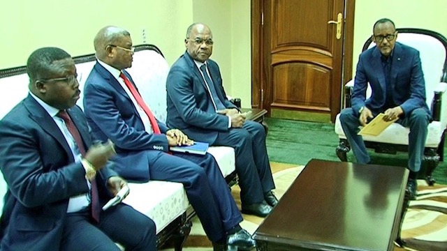 She Okitundu, KalevMutondo, Delphin Kahimbi meet Paul Kagame, Kigali, Jul, 29, 2018