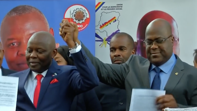 DRC political leaders Felix Tshisekedi and Vital Kamerhe during 2018 presidential elections campaign