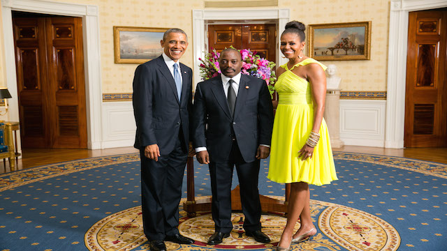 President Obama, Michelle Obama and President Kabila at the Whitehouse during US-Africa Summit in 2014.