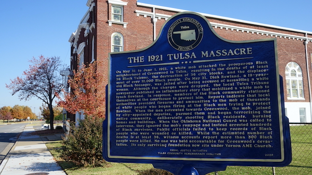 Tulsa Black Massacre Memorial at  Vernon AME Church,  Only Black owned building to survive the 1921 Tulsa Massacre