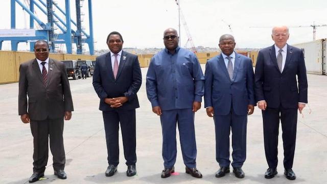 US President Joe Biden, Joao Lourenco of Angola, Félix Tshisekedi of the DRC, Hakainde Hichlema of Zambia and the Vice President of Tanzania Philip Isdor Mpango in Lobito, Angola on Dec 4, 2024