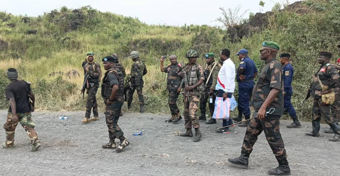 Major General Peter Cirimwami visits troops in Goma area on Jan 23, 2025
