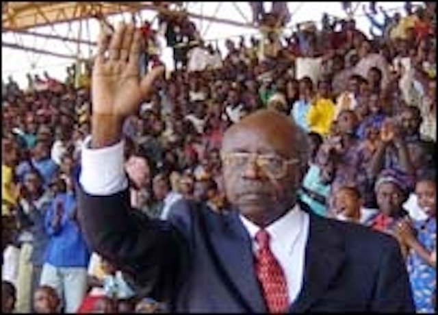 Faustin Twagiramungu on a political campaign  in Rwanda, on September 8,  2003