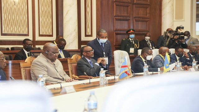 Felix Tshisekedi and Paul Kagame in Angola July 6, 2022