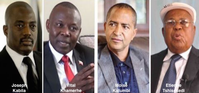 DRC main political leaders: Joseph Kabila & Vital Kamerhe vs Moise Katumbi and Etienne Tshisekedi
