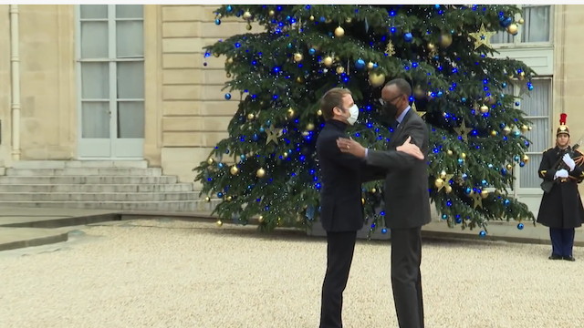 Emmanuel Macron and Paul Kagame Paris, France in December 2021