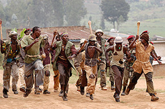 RPF Tutsi soldiers disguised in Hutu militias and systematically killing both Hutu and Tutsi civilians across Rwanda in 1994